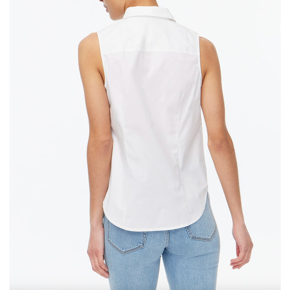 J.Crew Petite Sleeveless Cotton Poplin Shirt White Signature Fit Classic XSP NWT - Picture 4 of 11